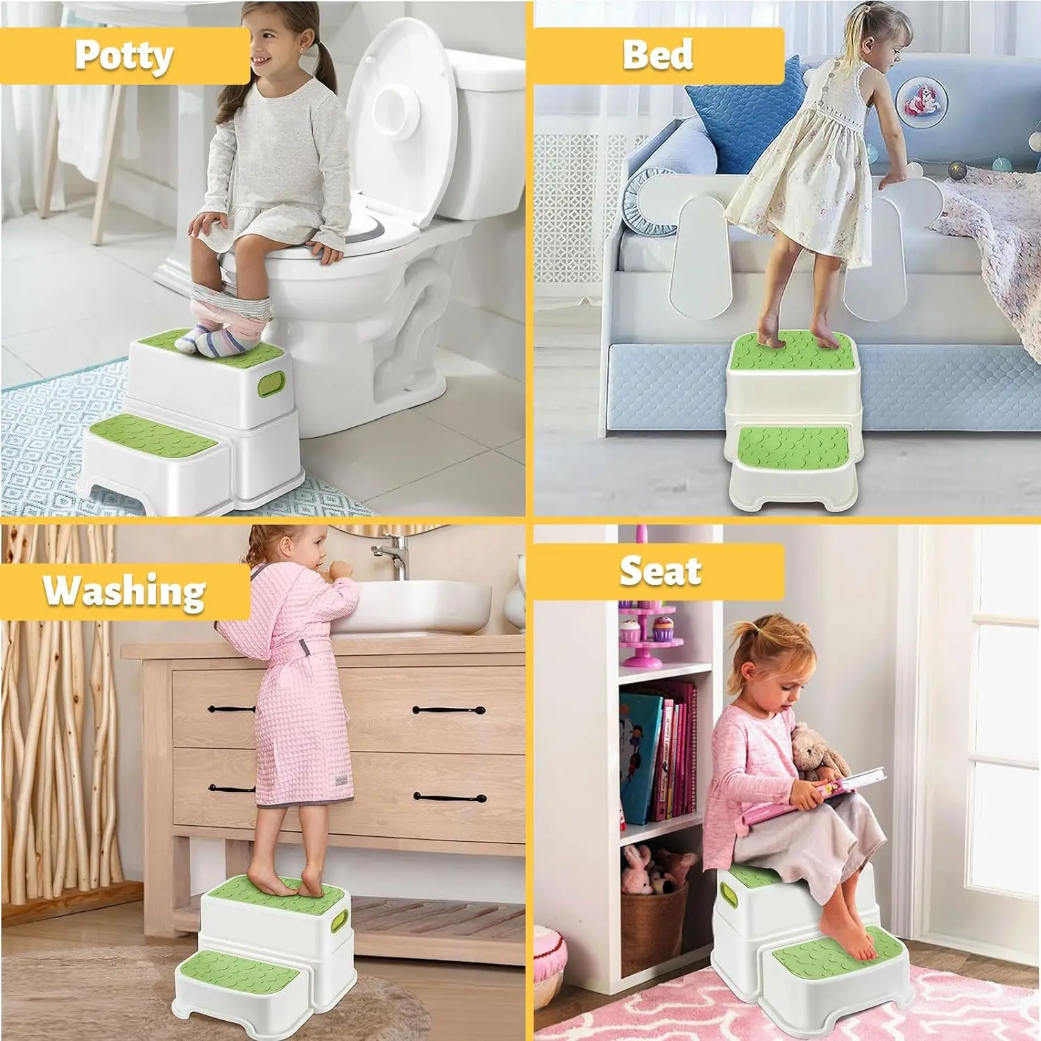 Toddler Step Stool for Bathroom Sink 2 Step Stool for Kids Toilet Potty Training Non-Slip Toddlers Baby Child Kid with Handle