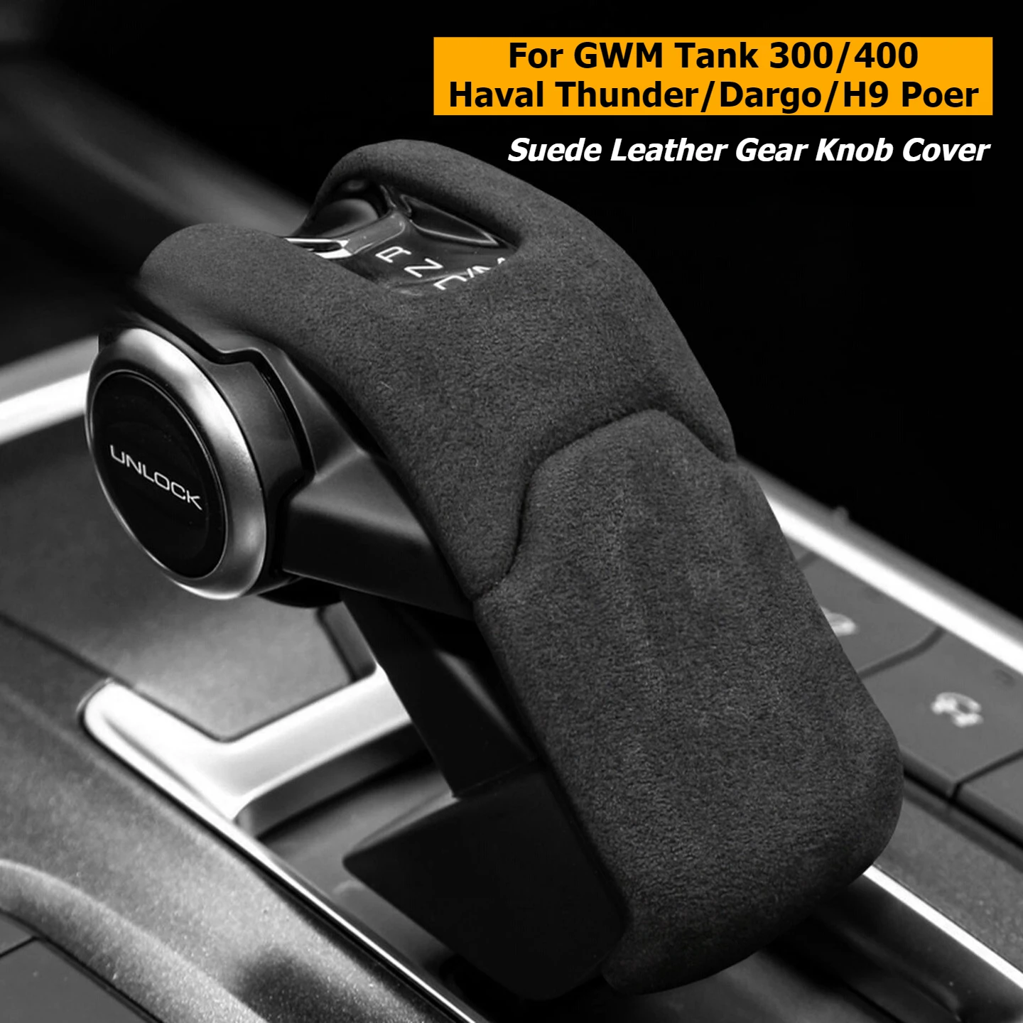 

For GWM Tank 300 400 Haval Thunder Dargo H9‌‌ Poer‌‌ Gear Handle Cover Suede Leather Decor Automatic Car Shift Lever Interior