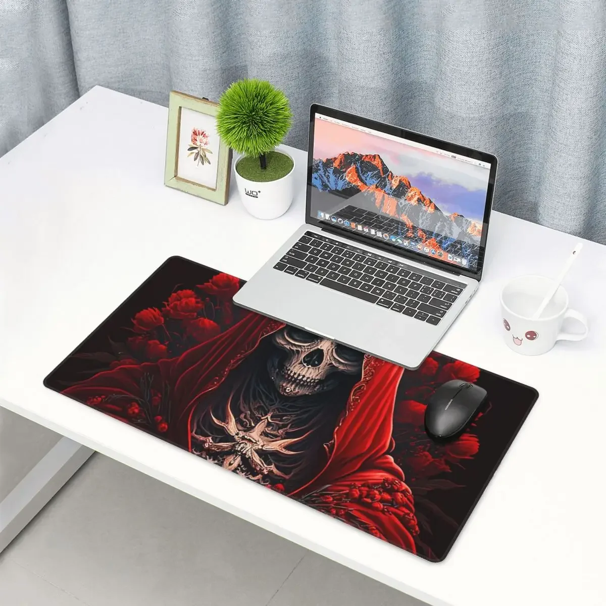 Large Mouse Pad Santa Muerte Saint Death Goth Mexican Muertos Skull Gamer PC Laptop Mats Keyboard Accessories Desk Mat