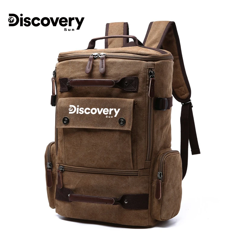 DISCOVERY-SUN  Multifunctional Canvas Backpack Casual Hiking Backpack Outdoor Sports Schoolbag Large Capacity Travel Backpack