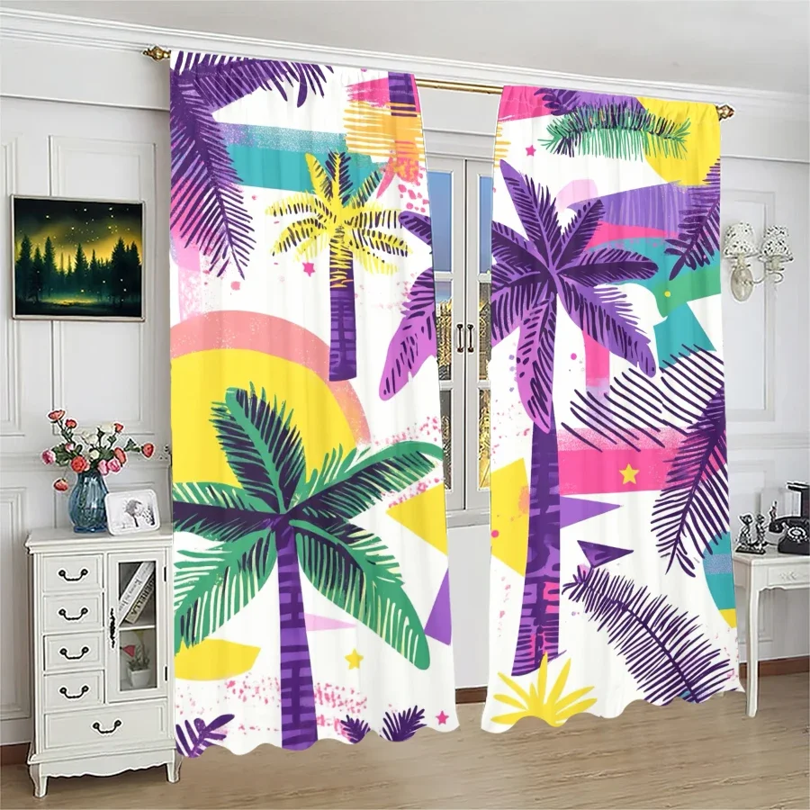 

2 шт.-шторы с принтом тропической кокосовой пальмы, шторы для сумок на шесте, рождественские украшения, украшения для дома, украшения для комнаты