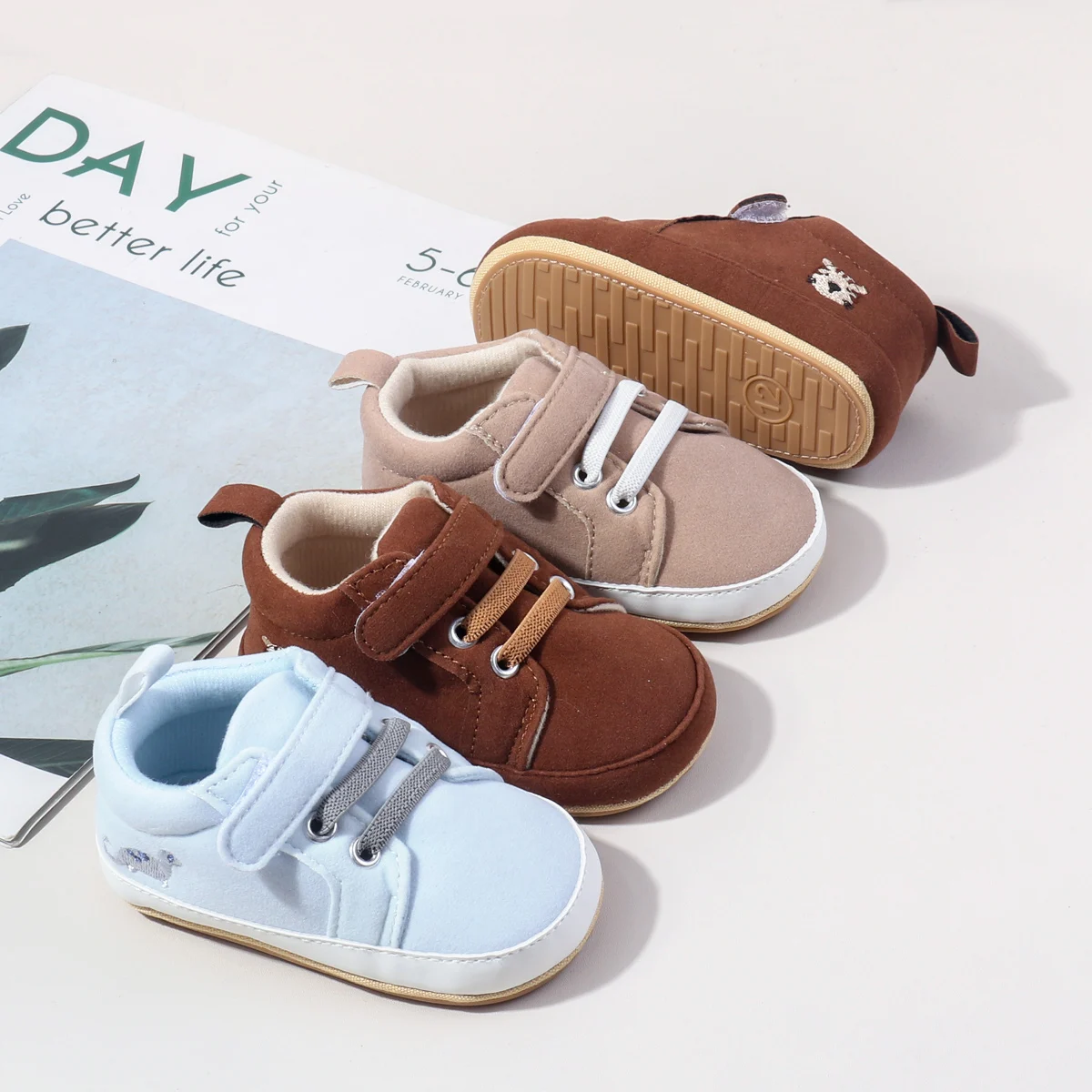 2025 حار بيع الوليد بيبي بوي وفتاة الأولى المشي حذاء كاجوال في الهواء الطلق المضادة للانزلاق TPR باطن للطفل للجنسين حذاء طفل صغير #6