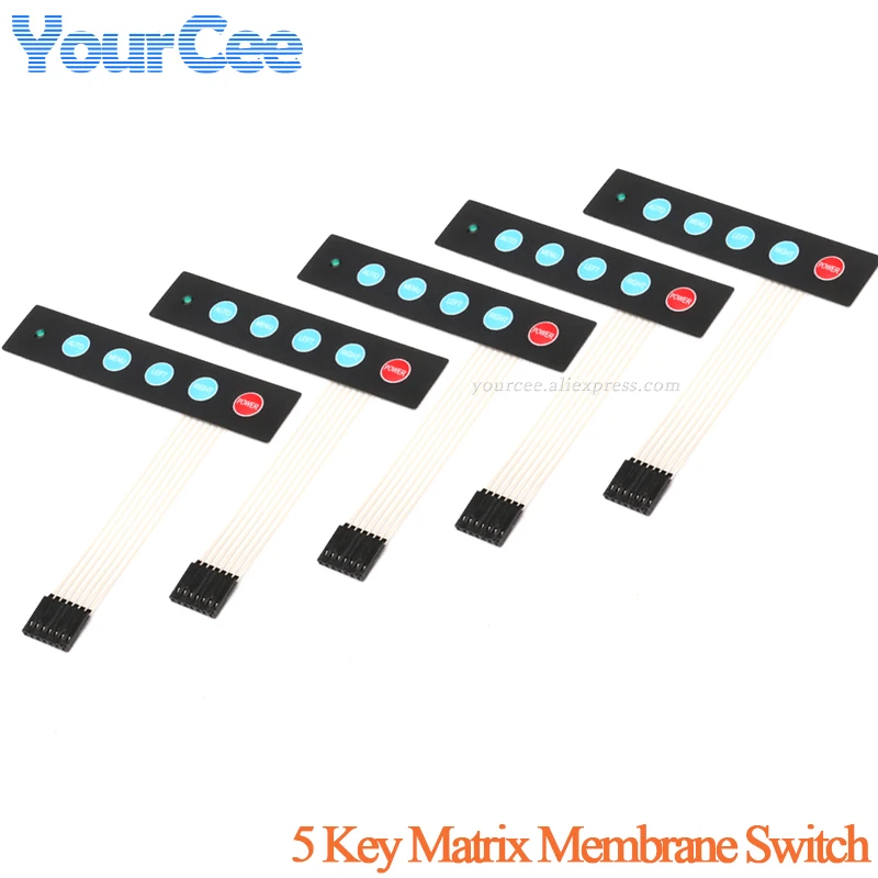 5pcs/1pc 5 Key Matrix Membrane Switch 1x5 Keyboard Control Panel Display Switch with LED 5Keys Control Panel Pad For Arduino