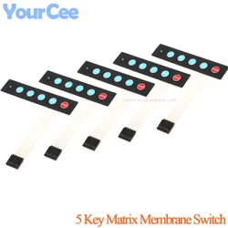 5pcs/1pc 5 Key Matrix Membrane Switch 1x5 Keyboard Control Panel Display Switch with LED 5Keys Control Panel Pad For Arduino