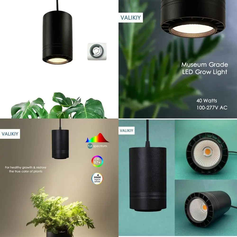 

Full Spectrum 40W Large Hanging Grow Light with Timer and 15FT Fabric Power Cord for Indoor Plant Growth