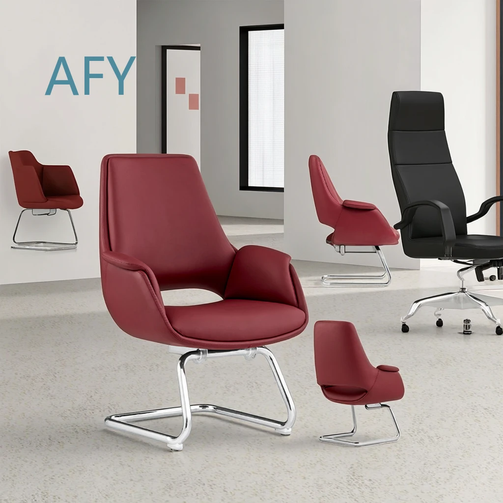 Luxury Modern High Quality Conference Room Reception Negotiation Chair for Office Boardroom Meeting Space Seating Leather