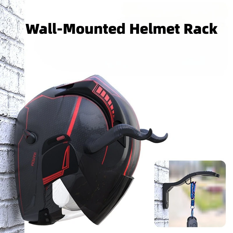 Motorcycle Helmet Hook Racks Kitchen Cabinet Shelf Wall Mount Hook Multipurpose Display Hanger Stand Wall-Mounted Storage Holder