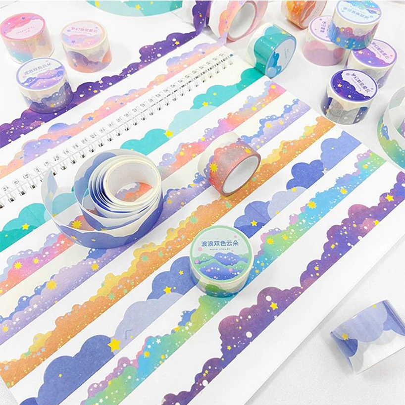 Clouds Stars Washi Tape Scrapbooking Decorative Adhesive Tape Cute Diary Material Washitape Scene Journal Supplies Masking Tape