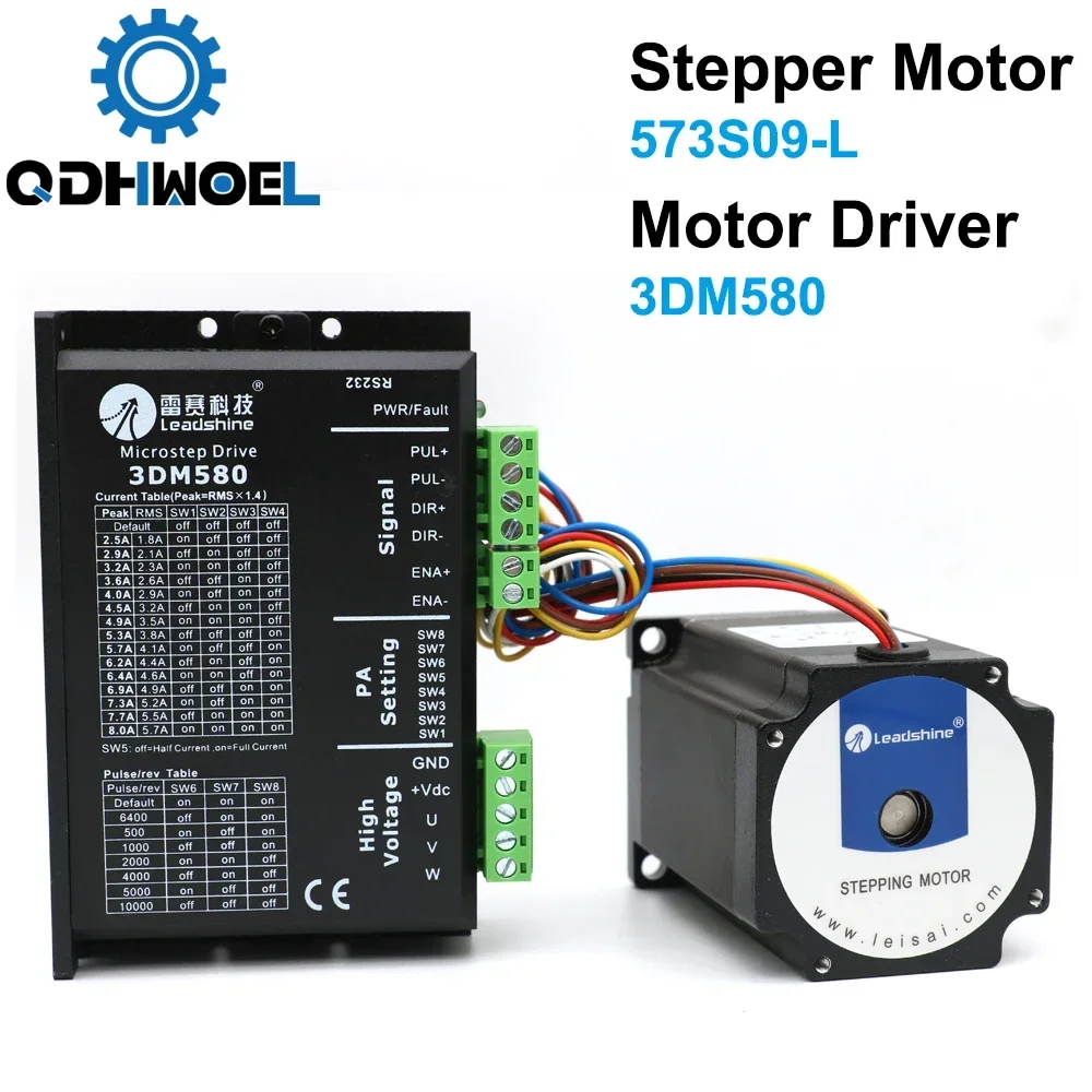 Leadshine 3 Phase Stepper Motor 573S09-L-18/573S15-L-18+Stepper Driver 3DM580  for CO2 Laser Engraving Cutting Machine