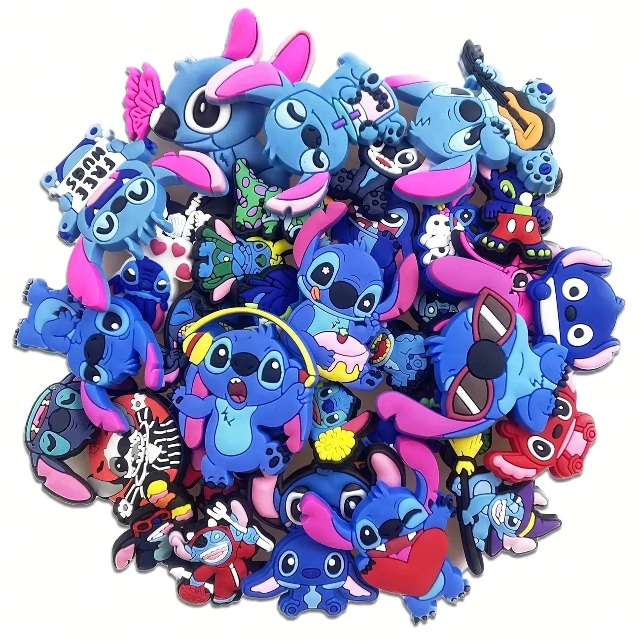 Random 10/20Pcs MINISO Stitch Series Shoe Charms For Slides Sandals,PVC Shoe Decorations Accessories For Christmas Birthday Gift