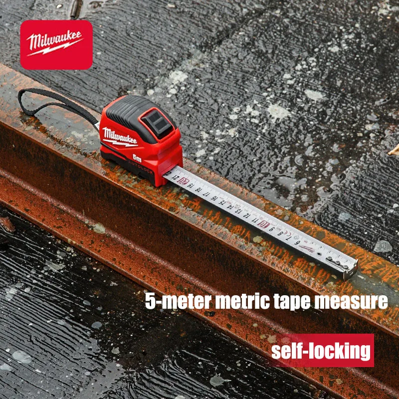 Milwaukee 5m and 8m Second-Generation Self-Locking Tape Measure, Heavy-Duty Magnetic Tape Measure 4932498772A/4932498774A