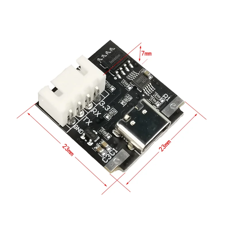 【Livraison Rapide】Isolated USB To TTL Module 3.3V TYPE-C Download Cable Upgrade Brush Industrial 1 PCS Black