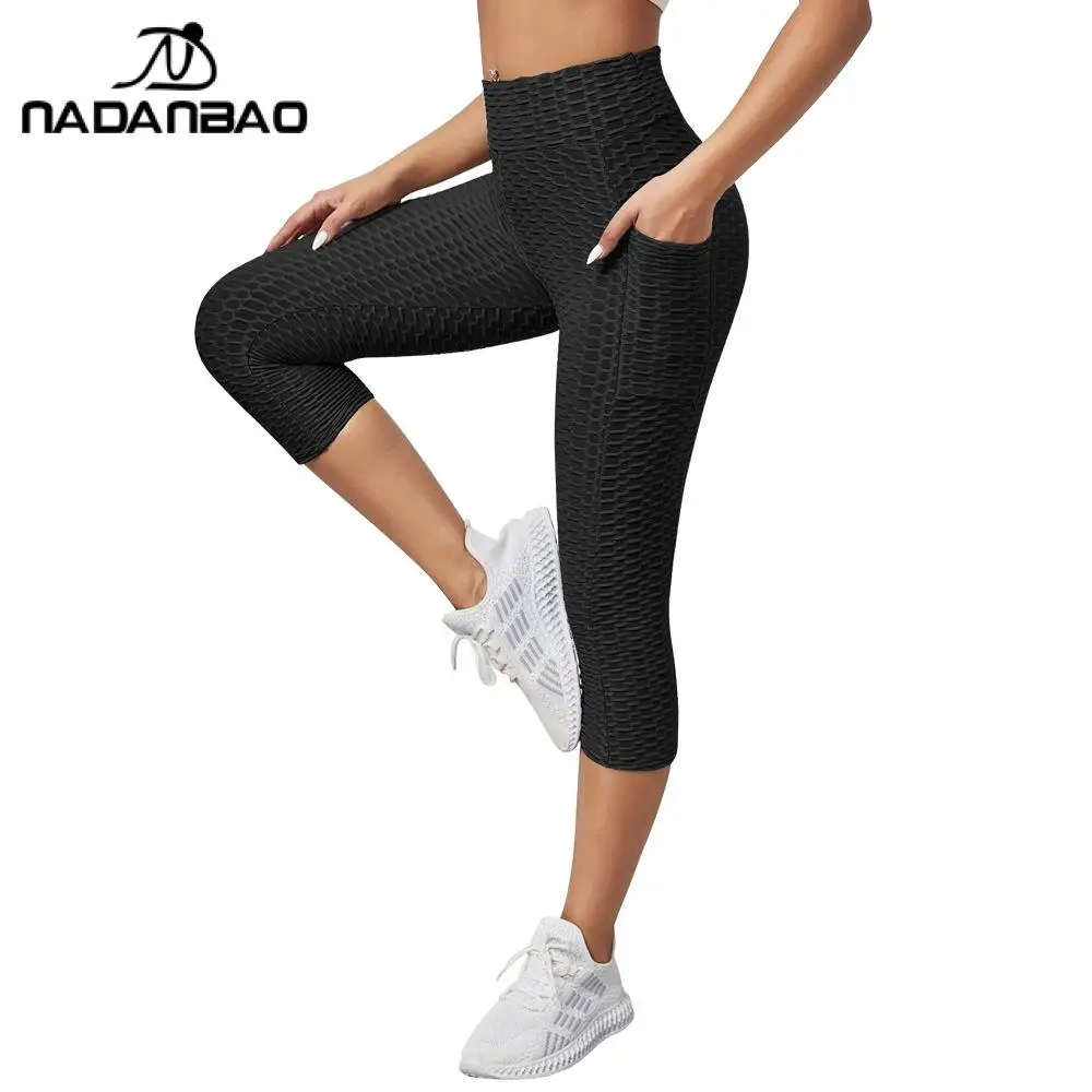 

Nadanbao New Jacquard Bubble Yoga Pants Women's High Waist Hip-Lifting Sports Fitness Pants Slim-Fit Capri Pants Yoga Leggings