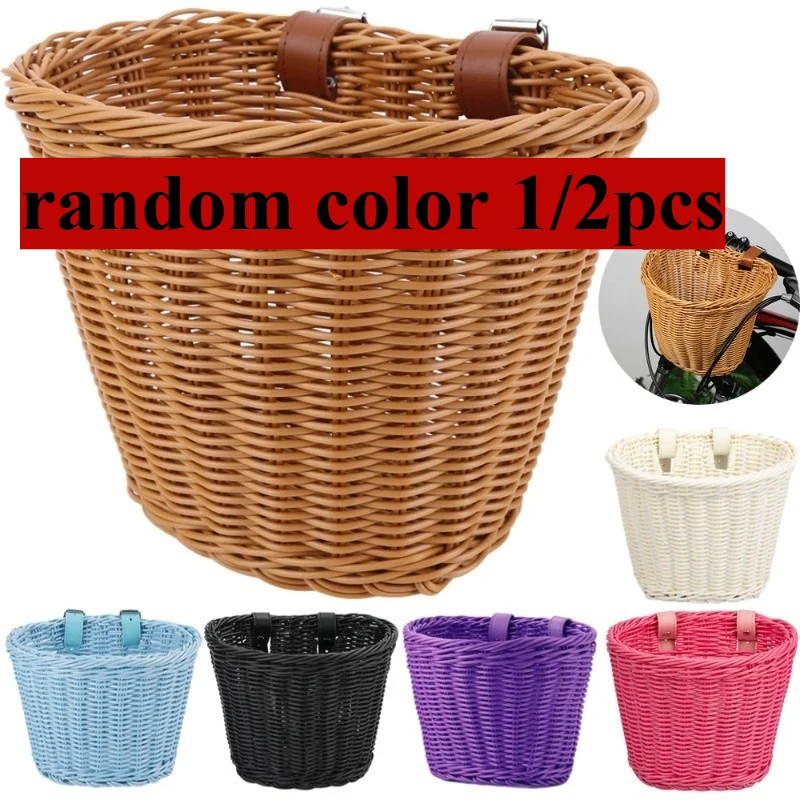 

Random Color Hand-woven Style Plastic Vine Bicycle Basket - Installation, Multiple Colors Available for Urban Commuting Leisure
