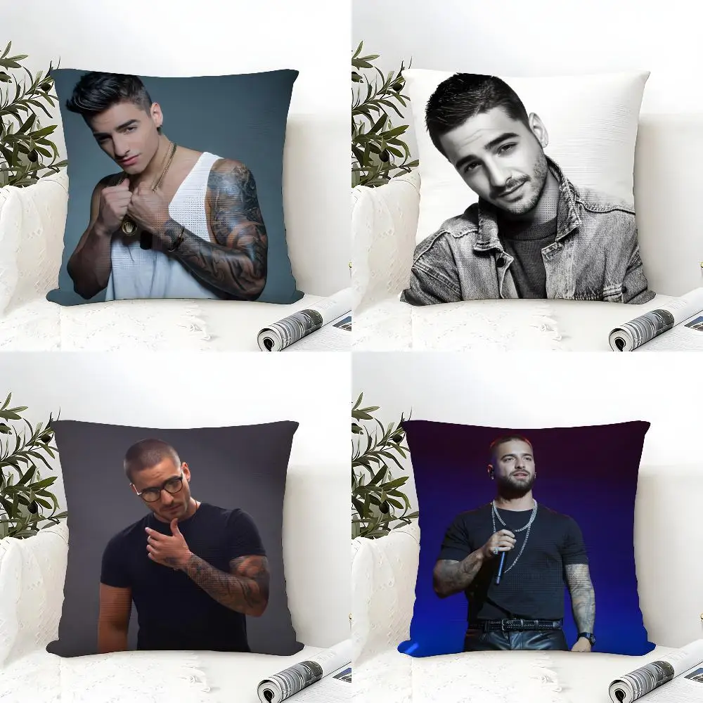 S-Singer M-Maluma Cushion Cover Eco Linen Pillow Case Double-Sided Print Breathable Durable Zipper Home Decor Gift