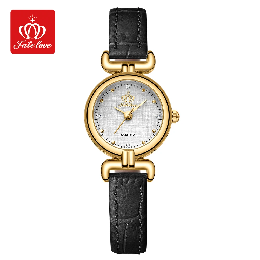 Fate Love-Montre-bracelet en cuir à petit cadran étanche pour femme, montres élégantes à quartz pour femme, montre rétro originale, 905