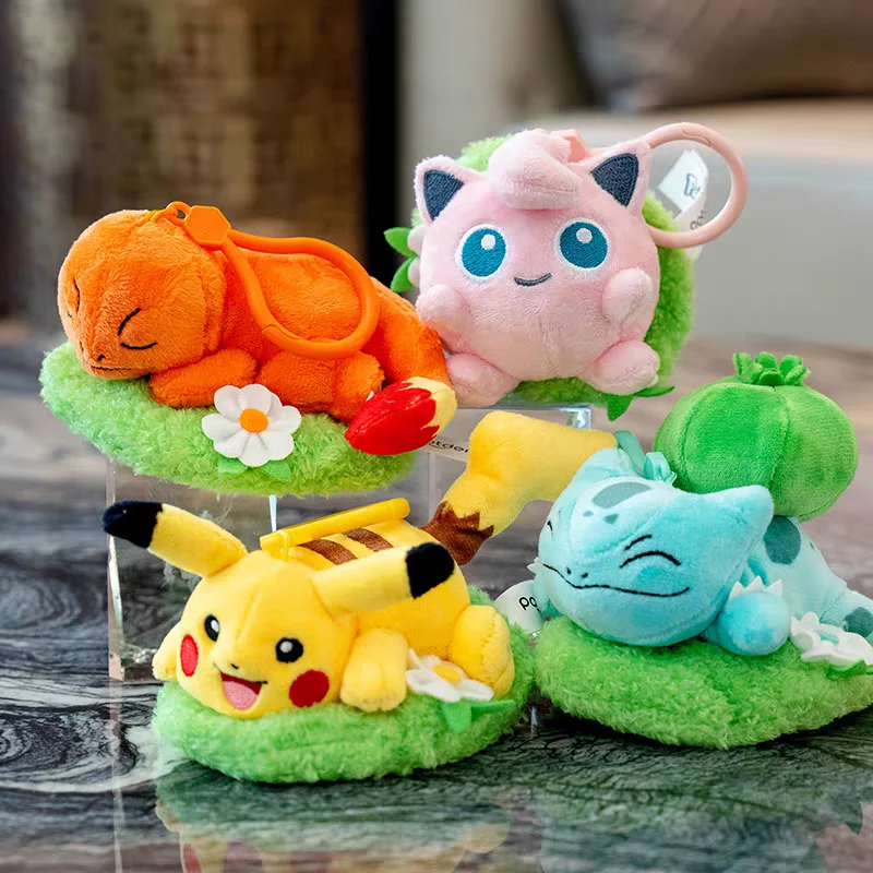 Animal Pokemon Pikachu Eevee Bulbasaur Charmander Jigglypuff Squirtle Kawaii Plush Toys Pendant Keyring Keychain Birthday Gifts