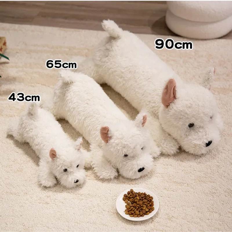 Fluffy West Highland Dog White Terrier Peluche Morbido cucciolo di peluche Farcito Realistico Animale Bambola Cuscino Regali di compleanno per bambini