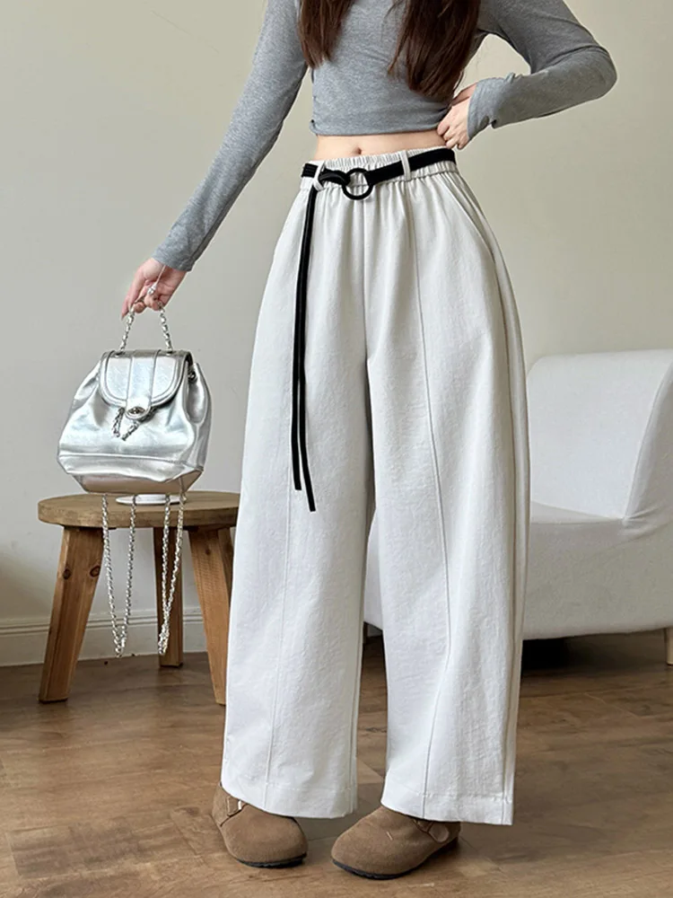 Calças Casuais de Cintura Alta e Pernas Largas para Mulheres, Novas para Outono e Inverno, Slimming Versáteis, Calças Harlan Coreanas de Nove Pontos