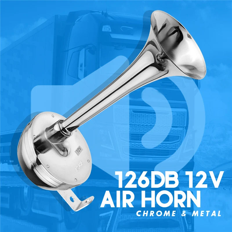 12V 126DB Car Universal Super Loud Air Horn Chrome Tracheal With Bracket For Car Truck Boat Motorcycle-AU74