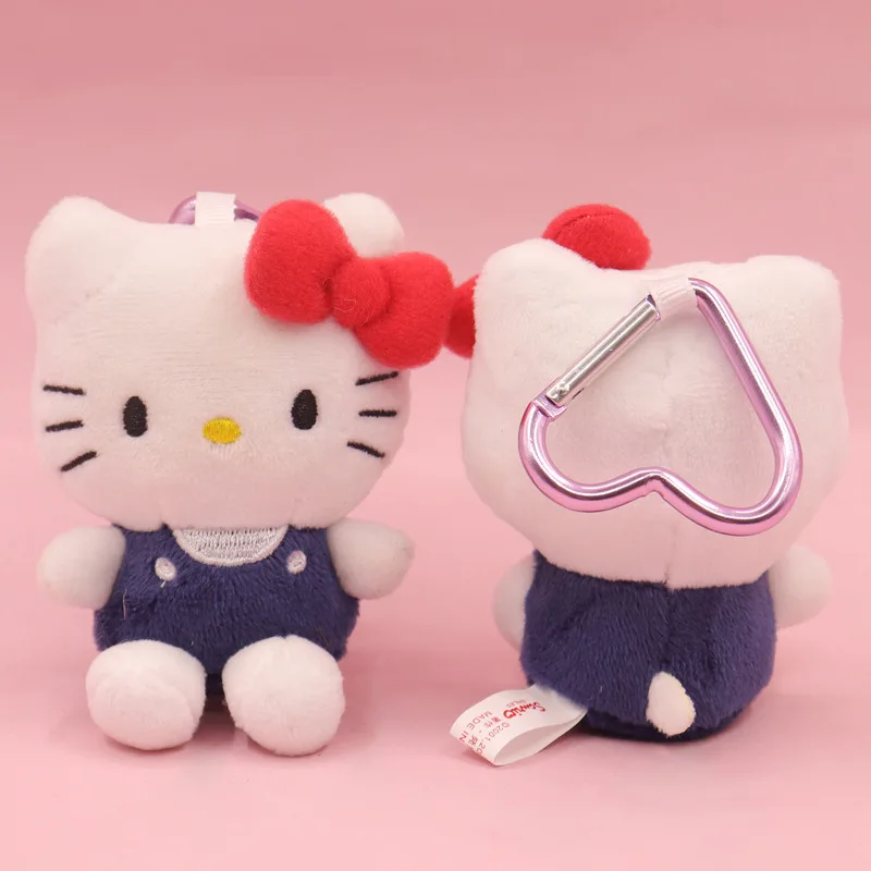 LLavero de felpa Kawaii Sanrio Hello Kitty, hebilla de amor, colgante de bolsa de muñeca, adorno colgante femenino para teléfono móvil, regalos de