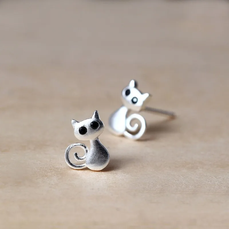 

Buyee 925 Sterling Silver Female Small Stud Earring Cute Cat Animal Earring for Woman Fashion Party Fine Jewelry Earring Gift