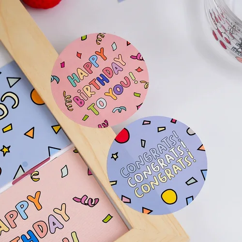 Imagen 2 del producto 500 Uds. De pegatinas personalizadas y pegatinas de bautismo de boda con logotipo personalizado, diseña tus propias pegatinas con logotipo, pegatinas personalizadas