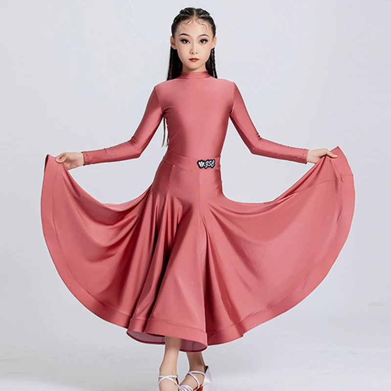 Girls Ballroom Dance Dress Standard Competition Clothing Waltz Modern Dance Performance Costume Kid Bodysuit Skirt 2pcs Set 1991