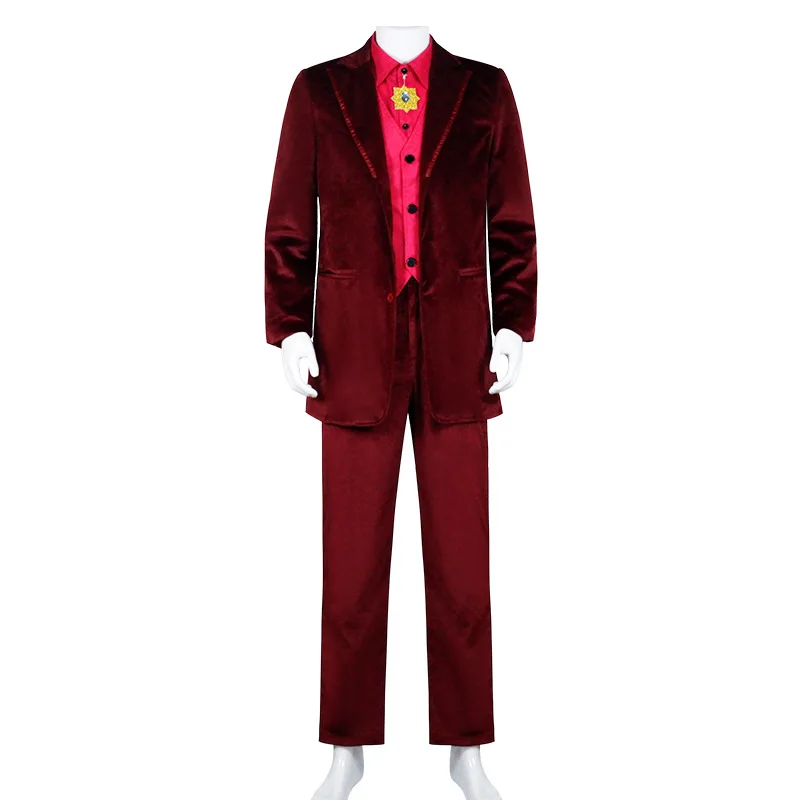 Disfraz de la película Renfield Vampire Drácula para hombre adulto, traje de terciopelo rojo para Halloween, traje de fiesta de Carnaval