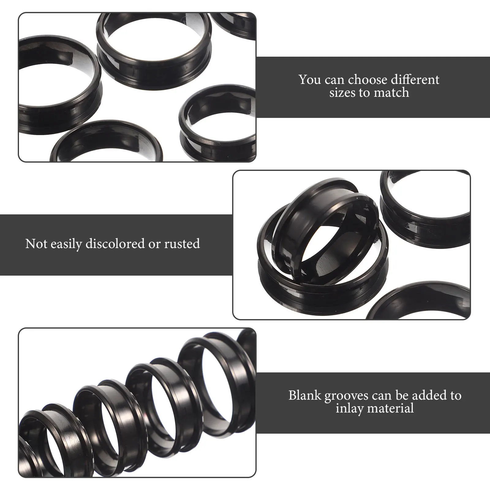 6 Stück Edelstahl-Fingerringe mit Rillen, poliert, glatt, Ringrohlinge, DIY-Schmuckherstellung, Metall-Fingerringe für individuelles Handwerk