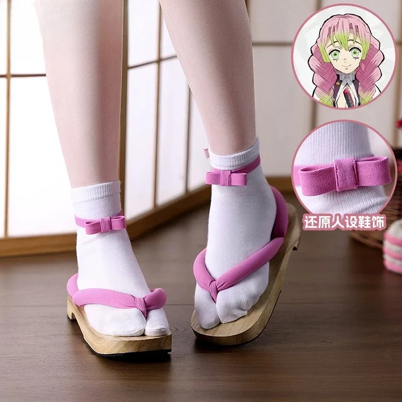 Tanjiro Giyuu Zenitsu Nezuko Muichirou Mitsuri Cosplay Shoes Anime Men Women Wooden Clogs Shoes for Comic Con Event