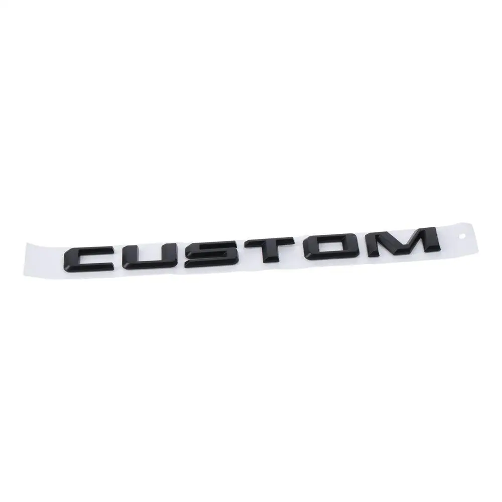Black CUSTOM Letters Emblems Badge Letter Style 9.13×0.79in 3D Car Bumper Badge Stickers ABS Car Rear Trunk Tailgate Decals