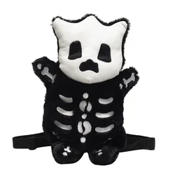 36CM High Appearance Level Explosive Black Little Devil Skeleton Cat Plush Backpack Dark Backpack Halloween Kids Gift Christmas