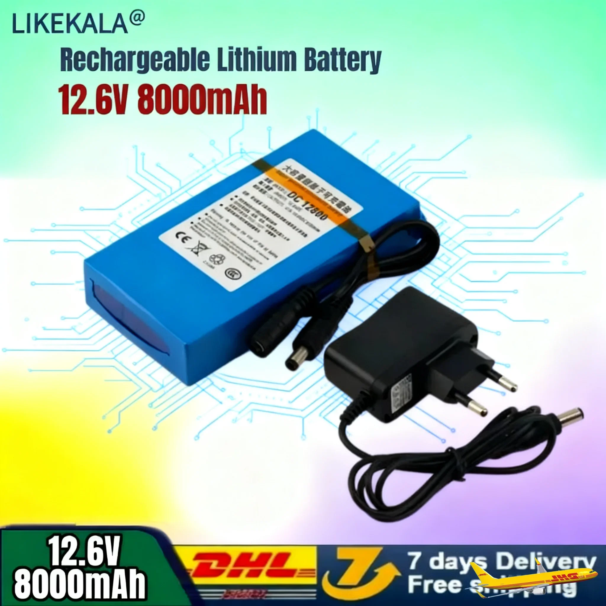 

️LIKEKALA Новая аккумуляторная батарея 12В 8000мАч DC12.6V, перезаряжаемая литиевая батарея для уличного освещения, приборов, светодиодов, резервного питания +