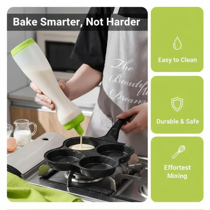 Hand Cranked Pancake Batter Dispenser No Dripping Design for Cupcake Crepe Making Breakfast Tools