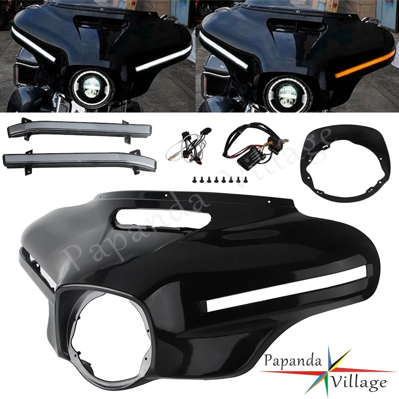 

For Harley Touring Revival FLH Street Glide CVO/SE ST 14-up Motorcycle Outer Front Batwing Headlight Fairing Turn Signal Light
