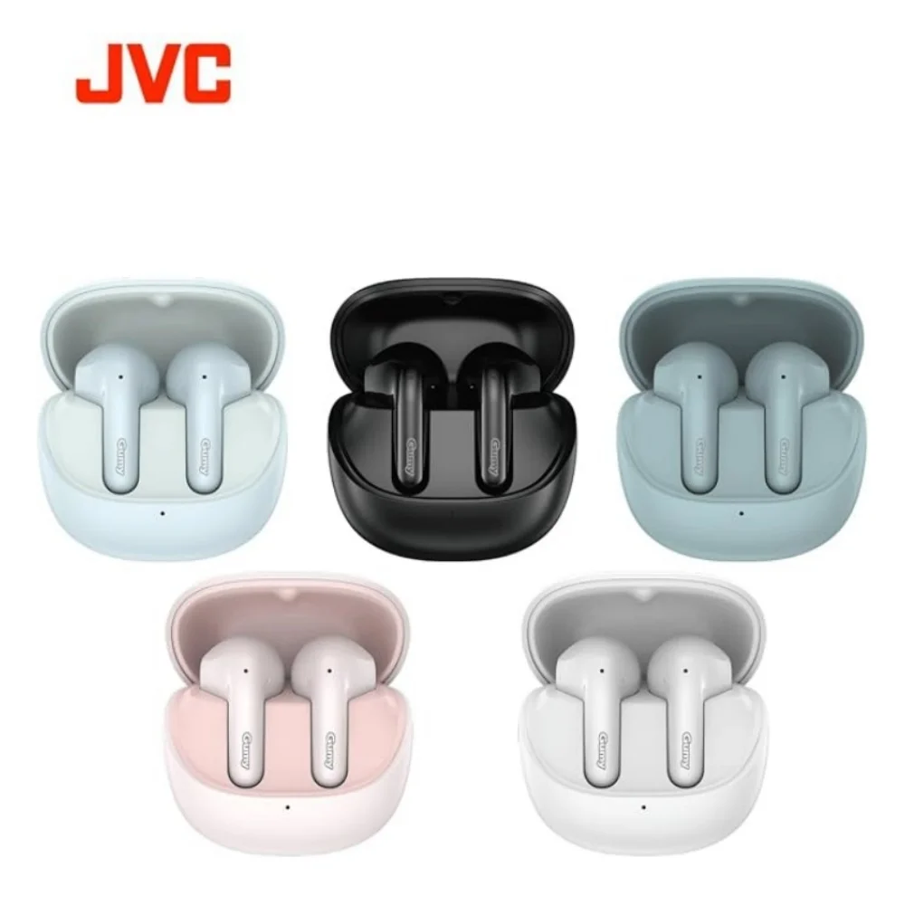 JVC · HA-B10T · Audífonos Bluetooth Inalámbricos · Resistencia al Agua IPX5 · Estuche de Carga Incluido · blanco y negro