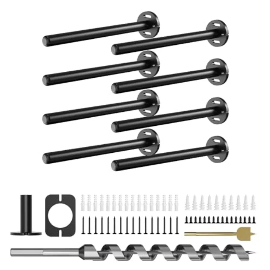 

Кронштейны для настенных полок, 8 шт., сверхпрочные, скрытые, невидимые, черные, декоративные, для плавающих полок
