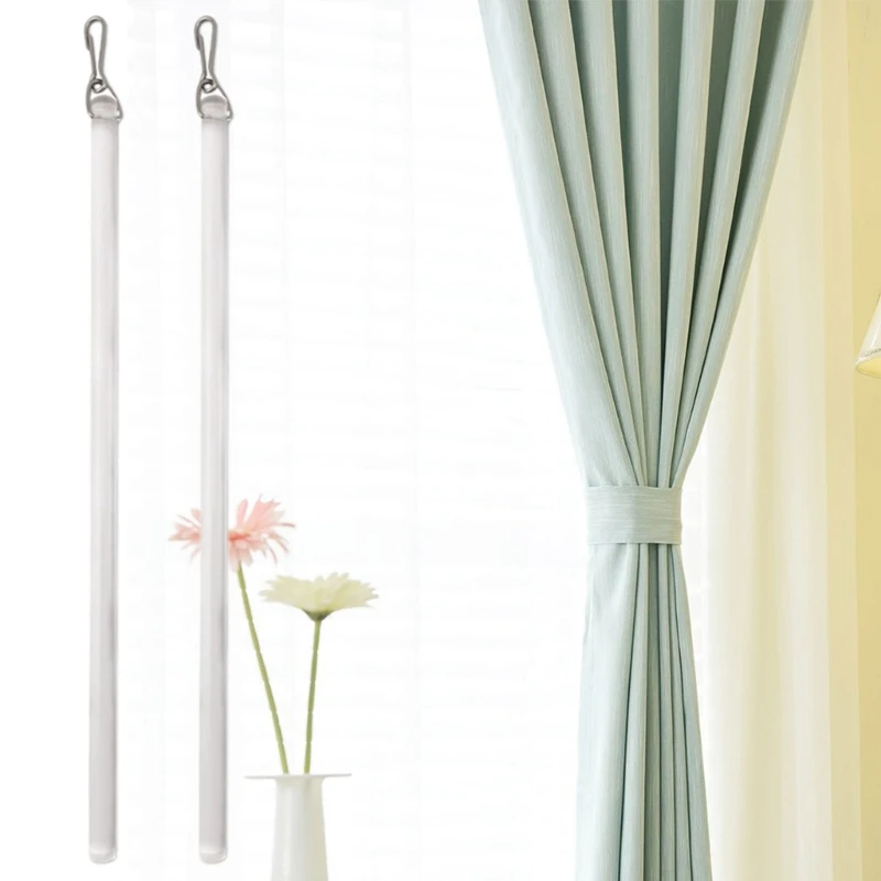 2Pcs Clear 17Inch Curtain Pull Wand for Window Curtain Opening Accessories Universal Invisible Drapery Pull Rod Sticks with Hook