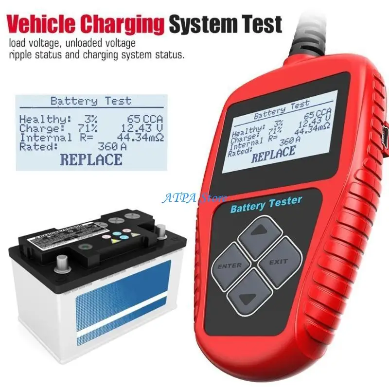 

U13C Car Battery Tester 12V 100-2000CCA Quick Cranking Charging System Test