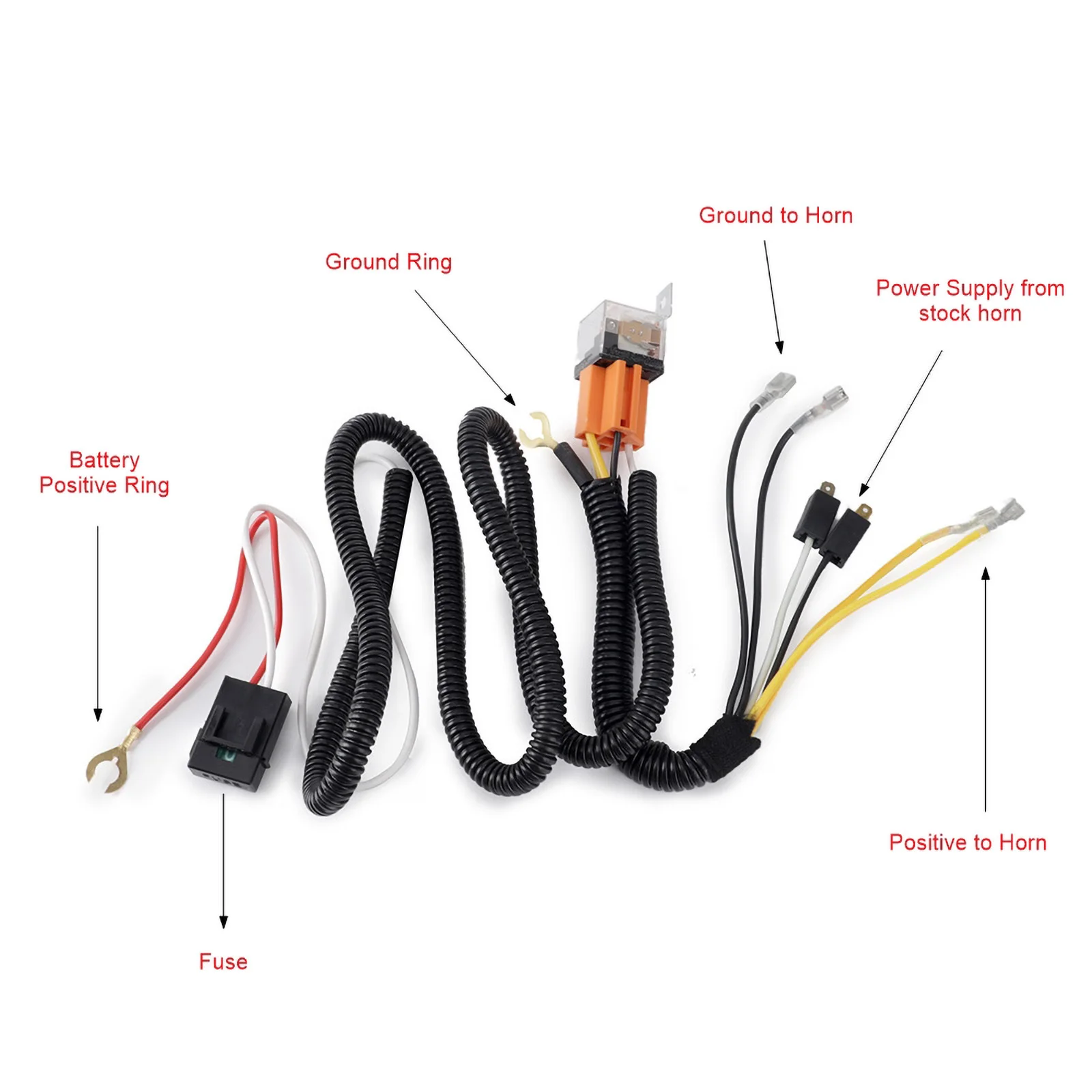 80A Horn Wire Wiring Harness Kit Universal 12V Horn Cable Relay For Grille Mount Blast Tone Horns Car Motorcycle Boat