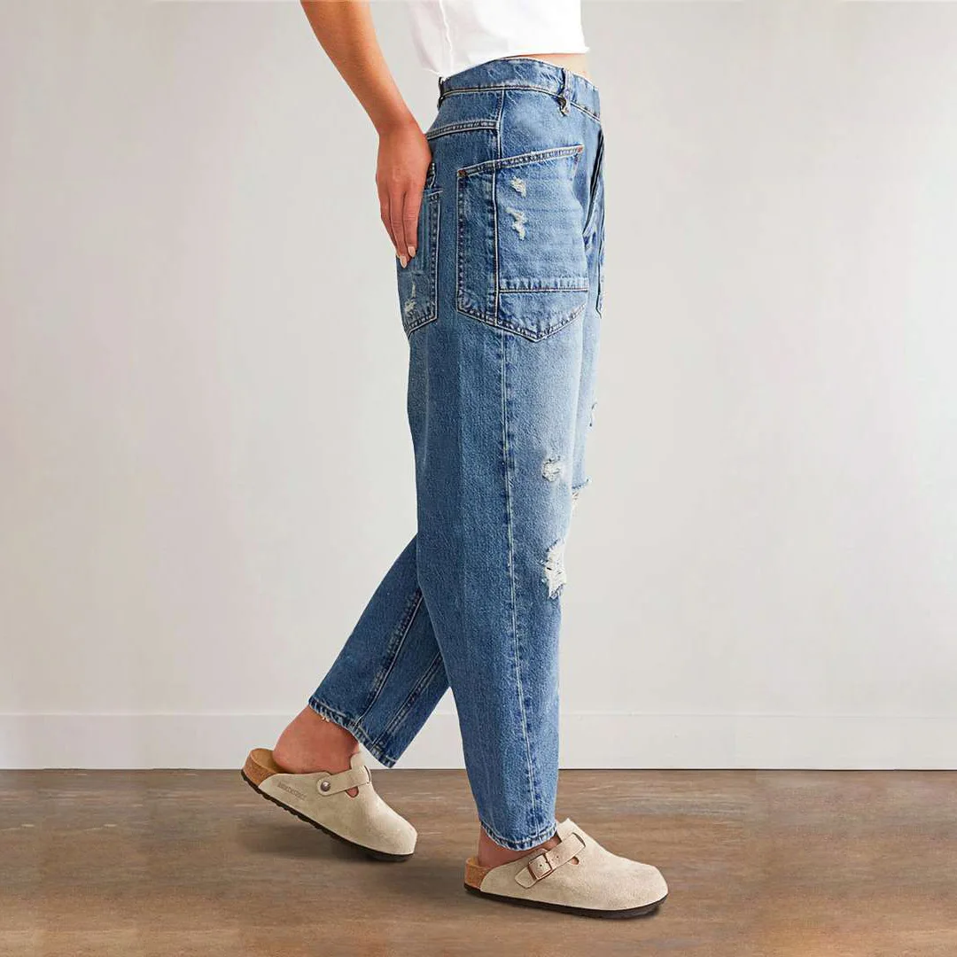 Denim Pant Women Jeans Long Pants Slim Club High Waist Straight Trousers Y2k Streetwear Elegant Causal Splice Work Hole 2025
