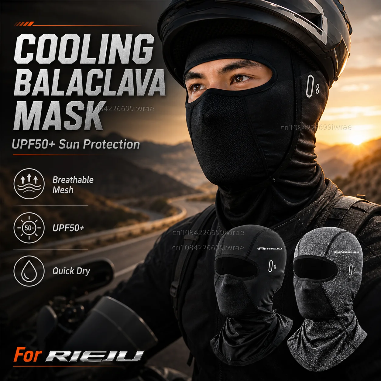 

Cooling Motorcycle Balaclava Mask UPF50+ UV Protection Breathable Face Cover Summer For RIEJU AVENTURA 500 500I 125 Aventura