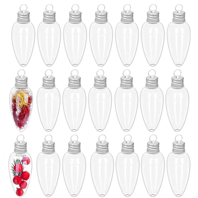 35ML Small Light Bulb Candy Bottle Fillable Containers Christmas Tree Hanging Ornament Party Decorations