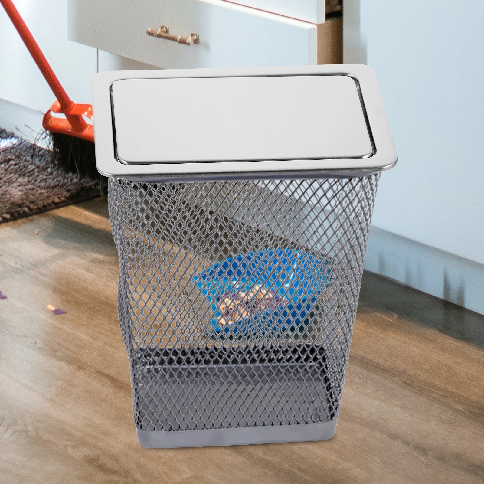 

Stainless Steel Trash Lid 430 Silver Countertop Cover 18 20cm Recessed Garbage Can Flap Kitchen Bathroom Office Embedded Type