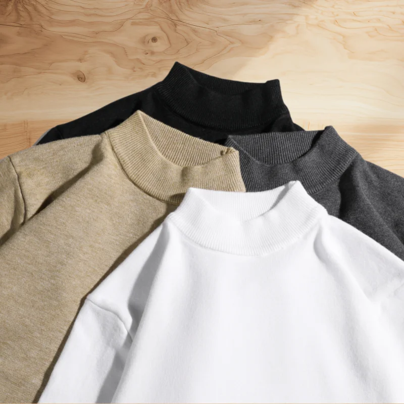 

Casual Mid-Ne Long Sve Pure Color Knitted Sweater Men's Faionable Versatile Autumn Winter f High Collar Inner irt