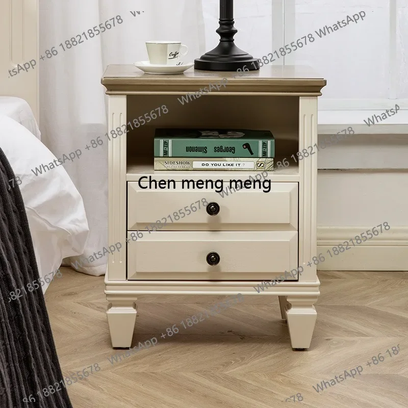 

Solid wood bedside table simple modern white storage cabinet