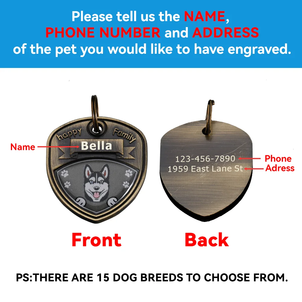 Étiquettes Nominatives Personnalisées pour Chien, Plaque Anti-Perte, Gravure Gratuite, Fournitures pour Animaux de Compagnie, Accessoires