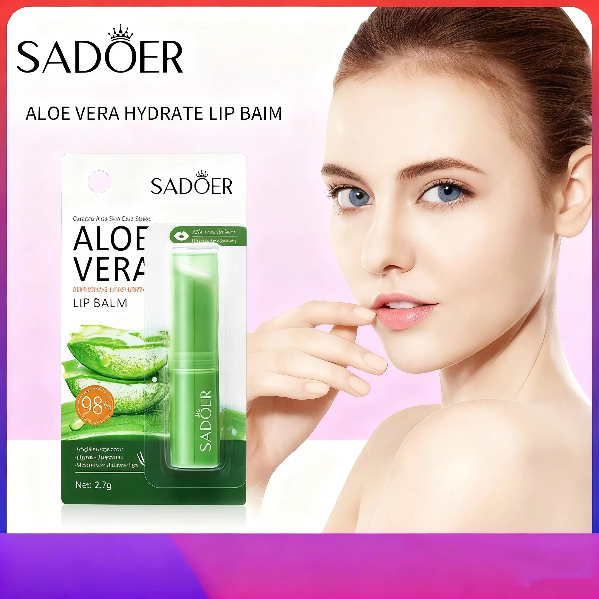 الألوة فيرا بلسم الشفاه المرطب طويل الأمد أحمر الشفاه الرطوبة الطبيعية المغذية درجة الحرارة الحساسة الرعاية ماكياج للشفاه