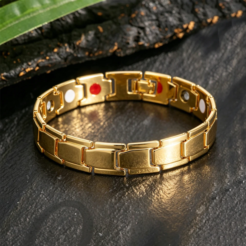 ZAKOL Trendy Round Detachable Magnetic Bracelets for Women Men Adjustable Health Sleep Therapy Energy Metal Bracelet Gift